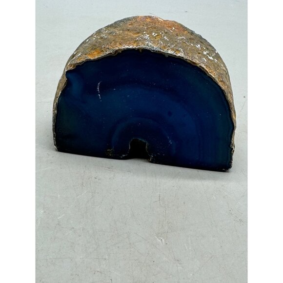 Blue Brazilian Agate Stone Half With Polished Surface & Natural Raw Edges READ - Picture 8 of 12